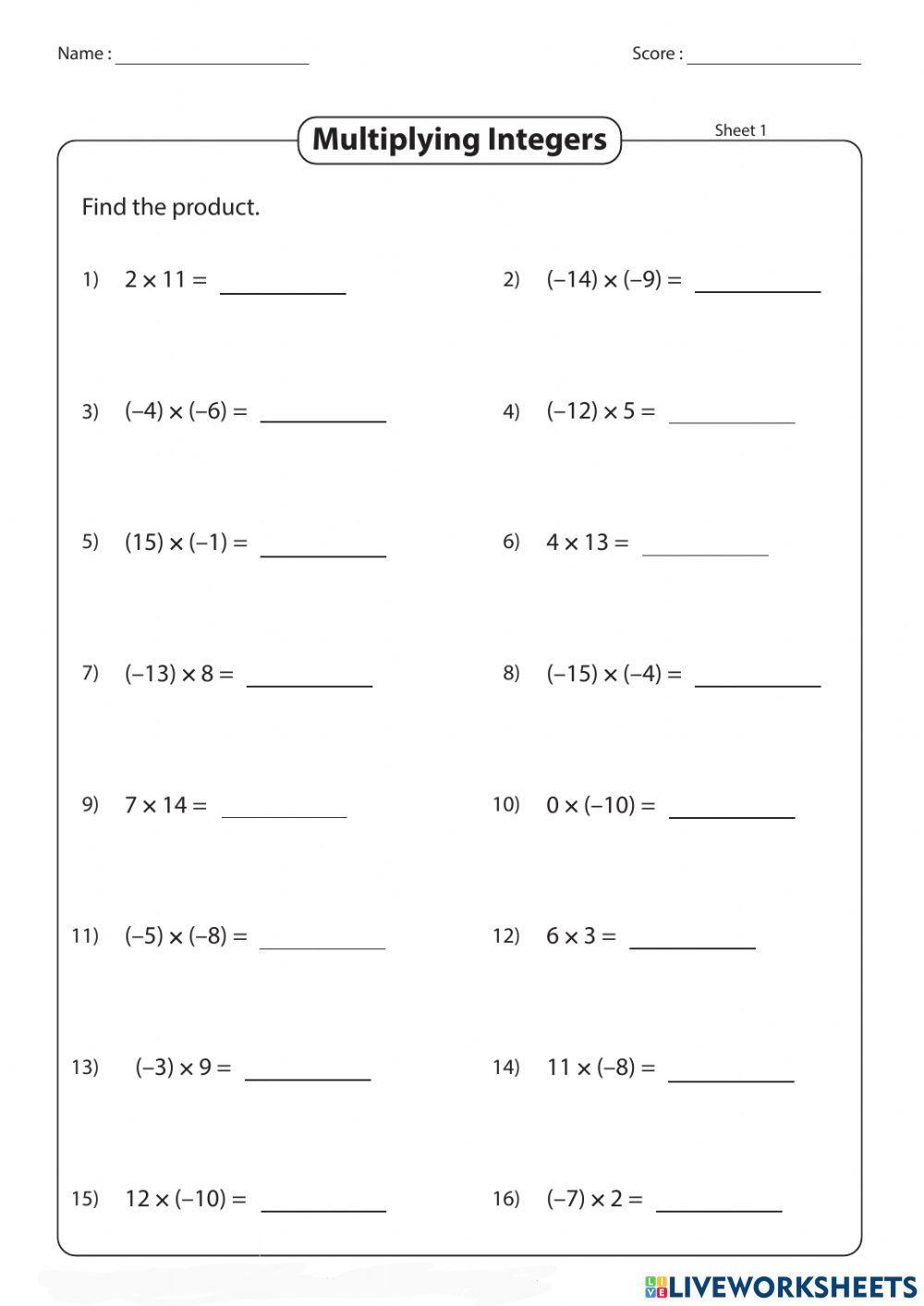 Multiplying Integers