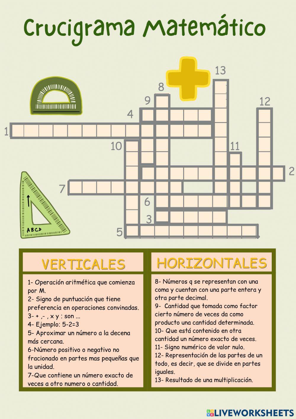 Crucigrama de Matemáticas