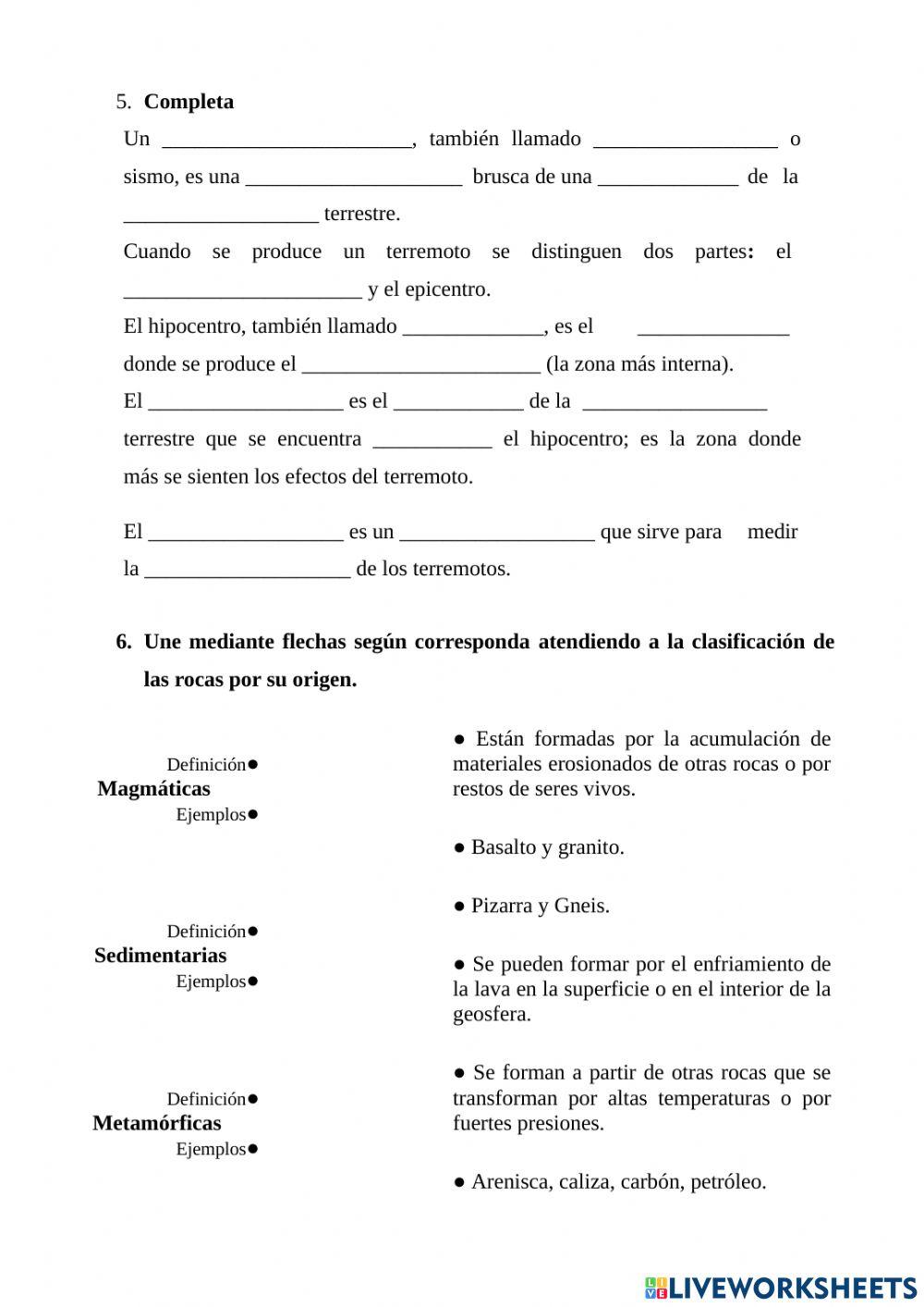 CONTROL DE CIENCIAS SOCIALES “El agua, las rocas y los minerales” (1)