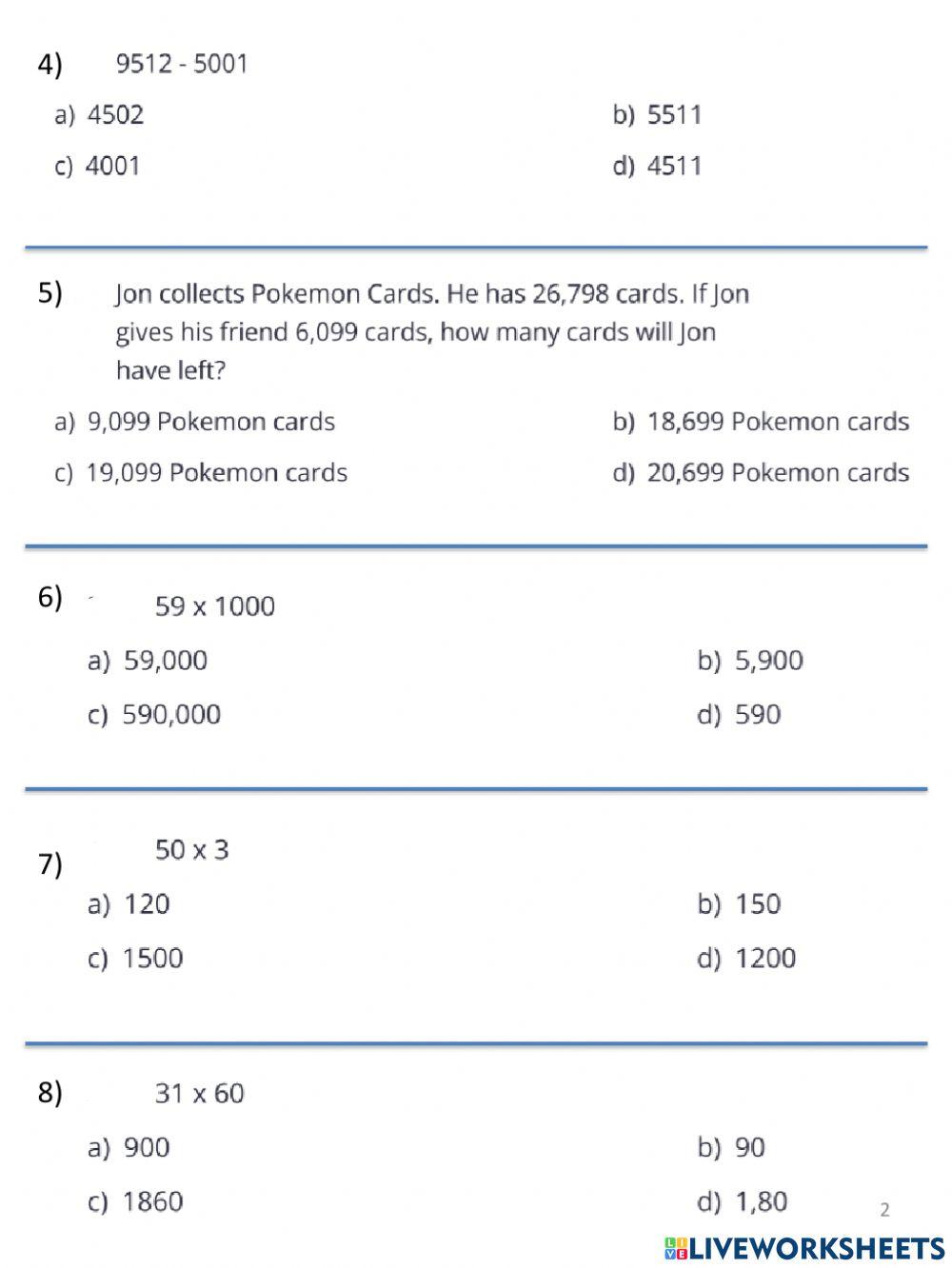 Multiply by 1 digit numbers