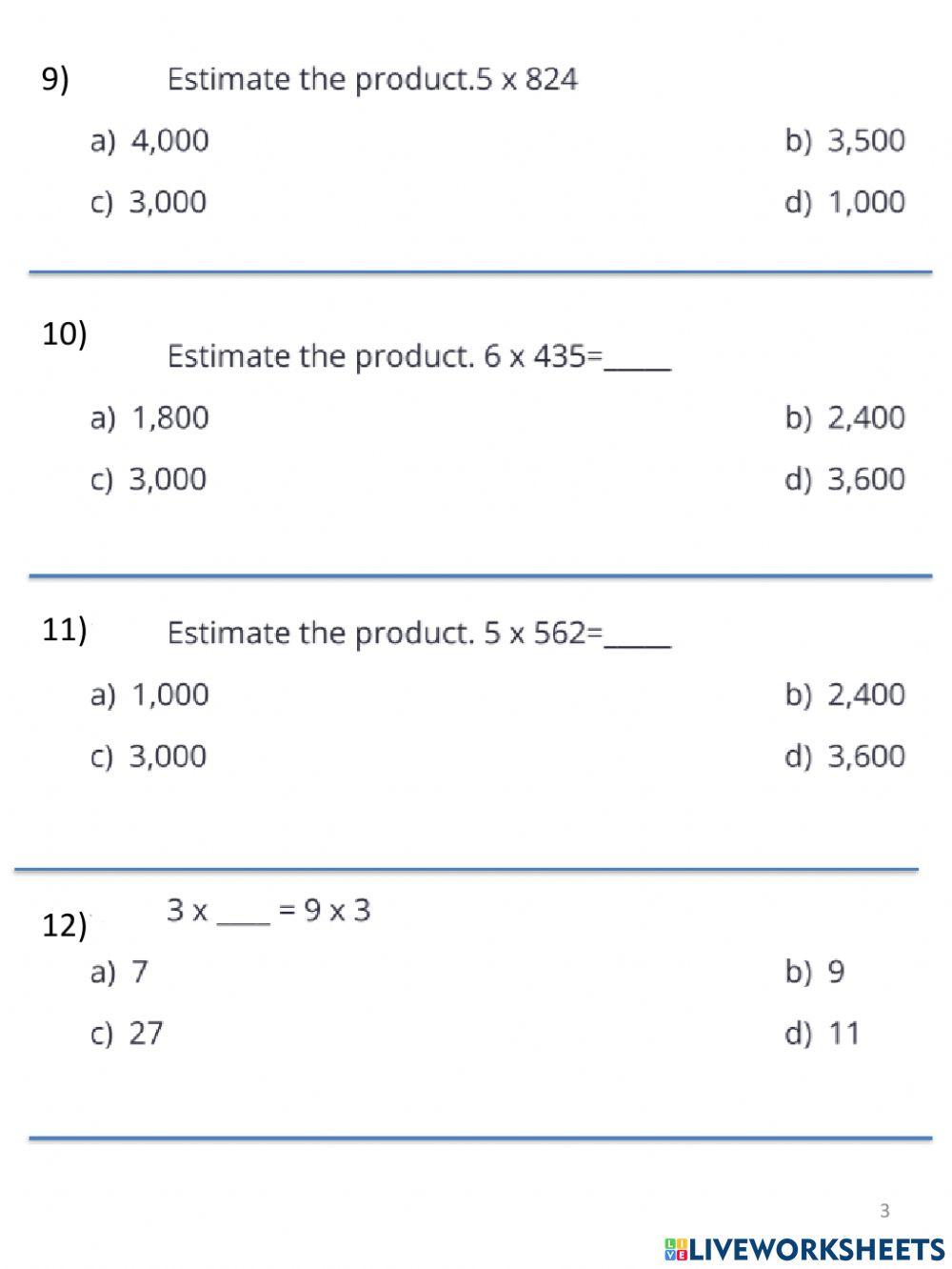 Multiply by 1 digit numbers