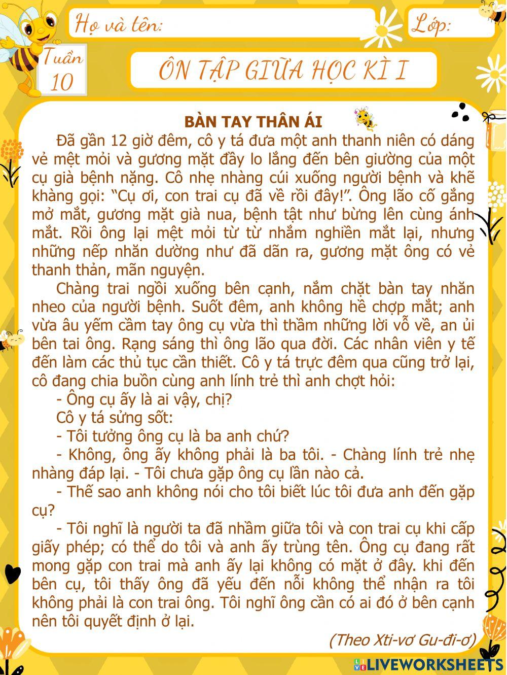 Tiếng Việt 5 - Ôn tập giữa học kì I