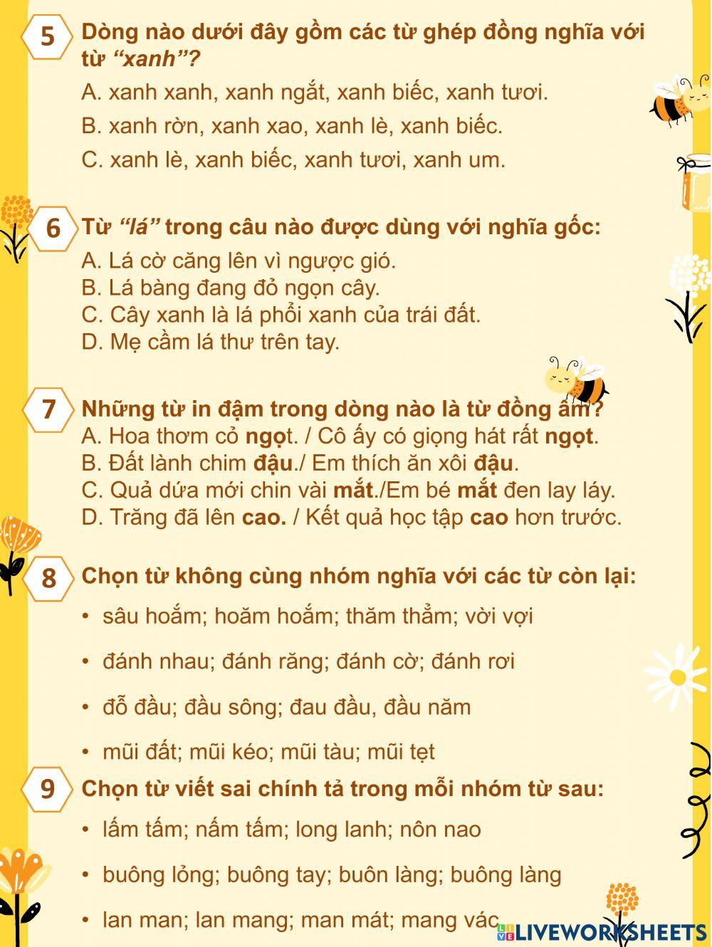 Tiếng Việt 5 - Ôn tập giữa học kì I
