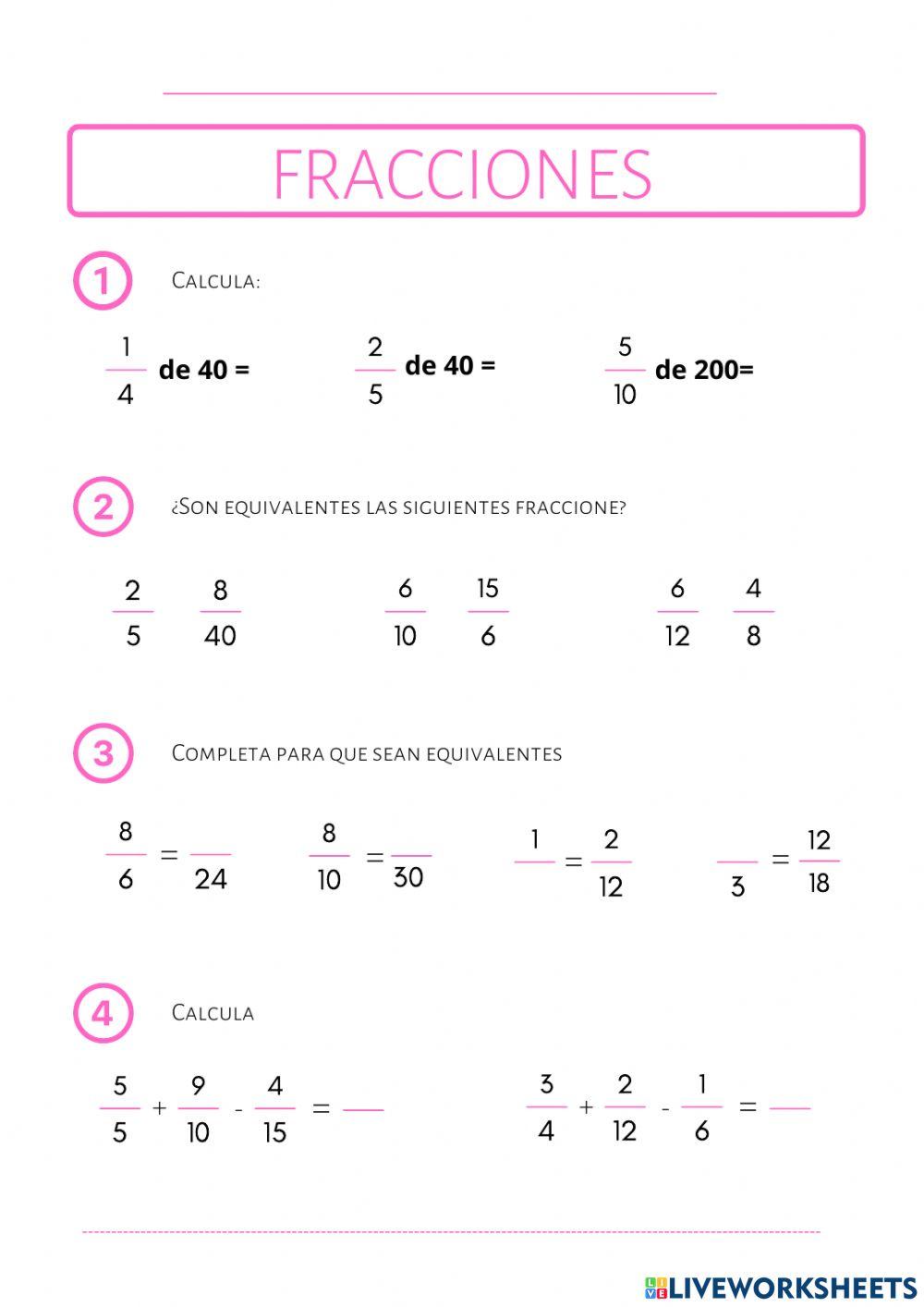 Operaciones con fracciones