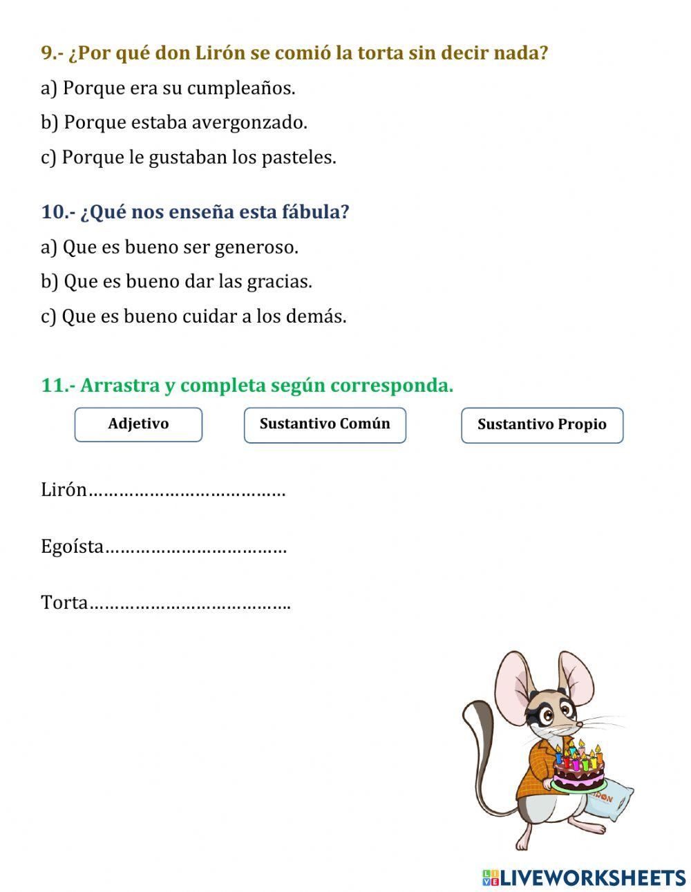 Comprension lectora La sorpresa de don Liron