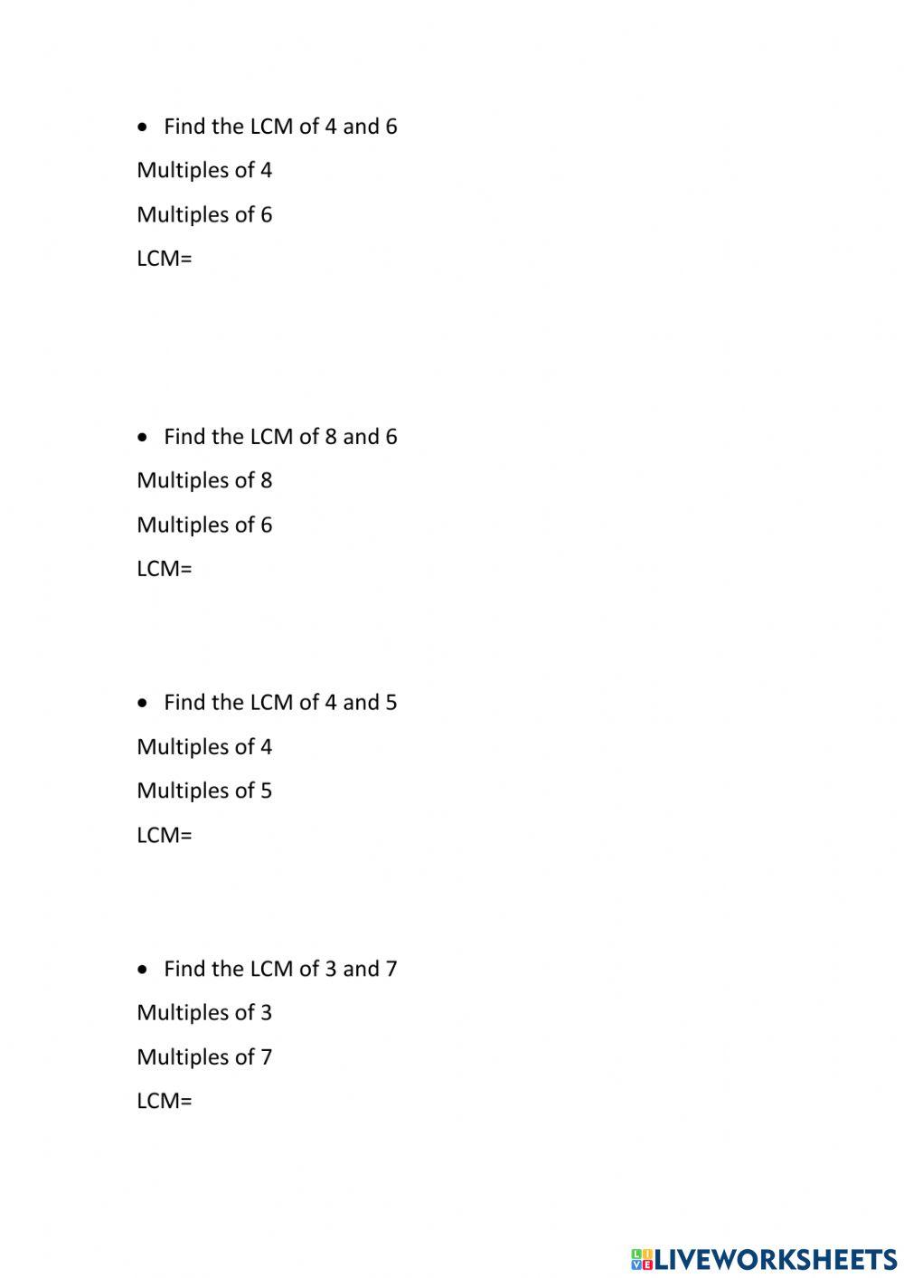 Lowest Common Multiple (LCM)