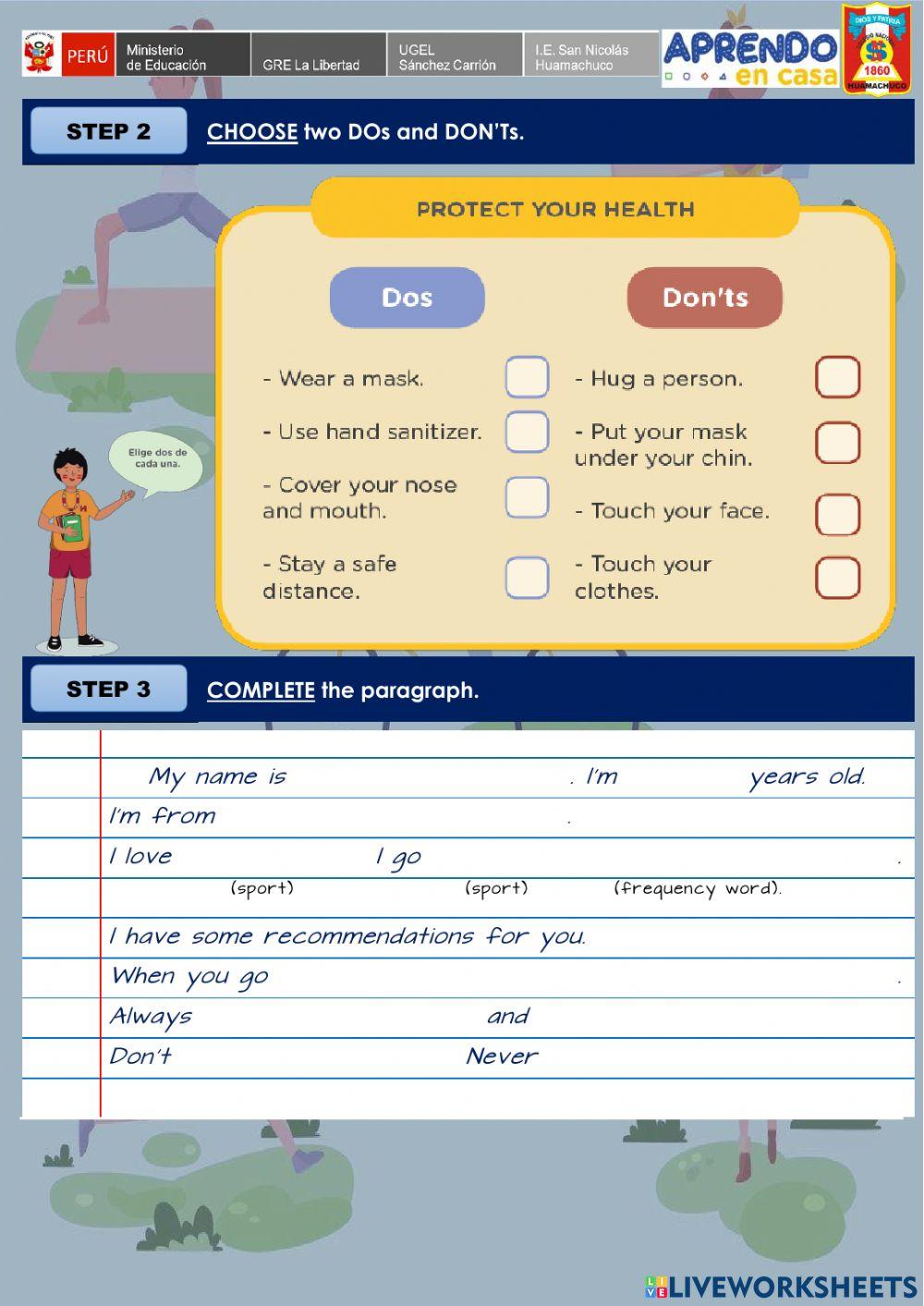 Week 30 - ENGLISH PRE A1 - Experience 8 - Activity 4. Do it yourself