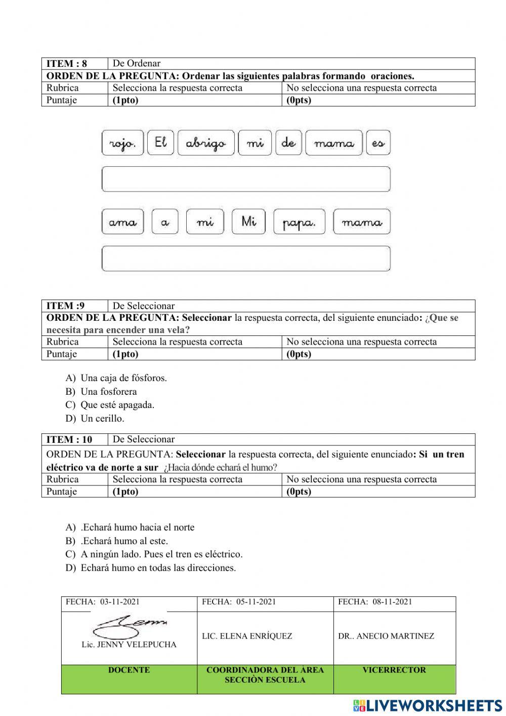 Evaluación lengua y literatura