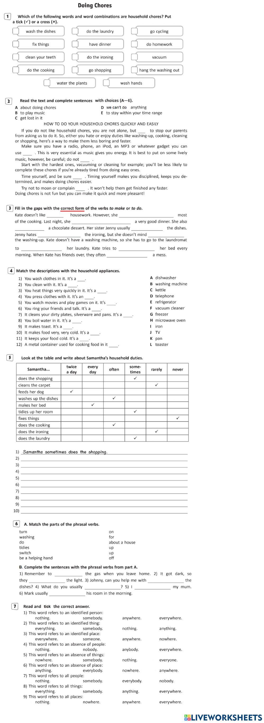 At Home. Householding Chores