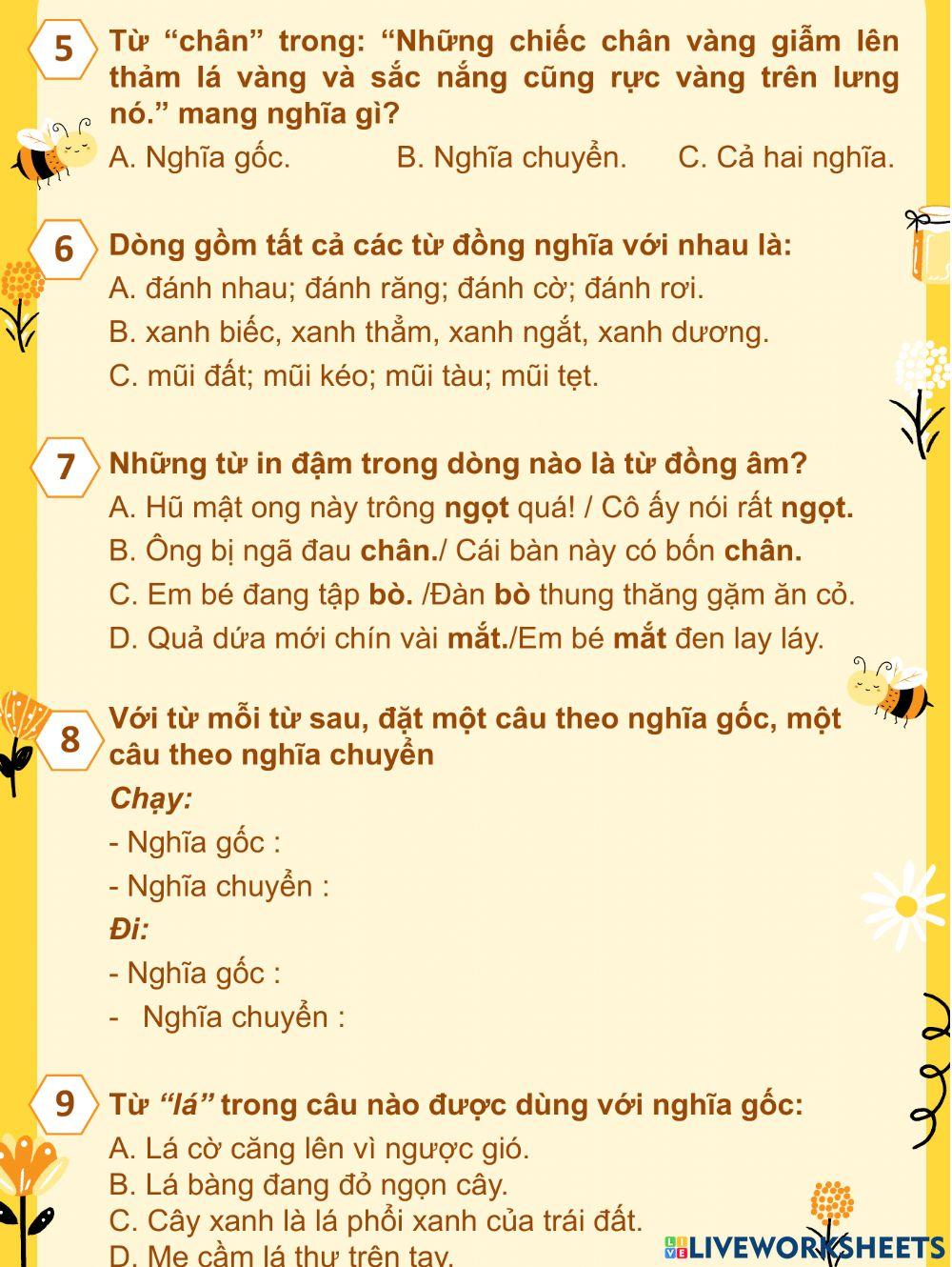 Tiếng Việt 5 - Ôn tập giữa học kì I (Đề 2)