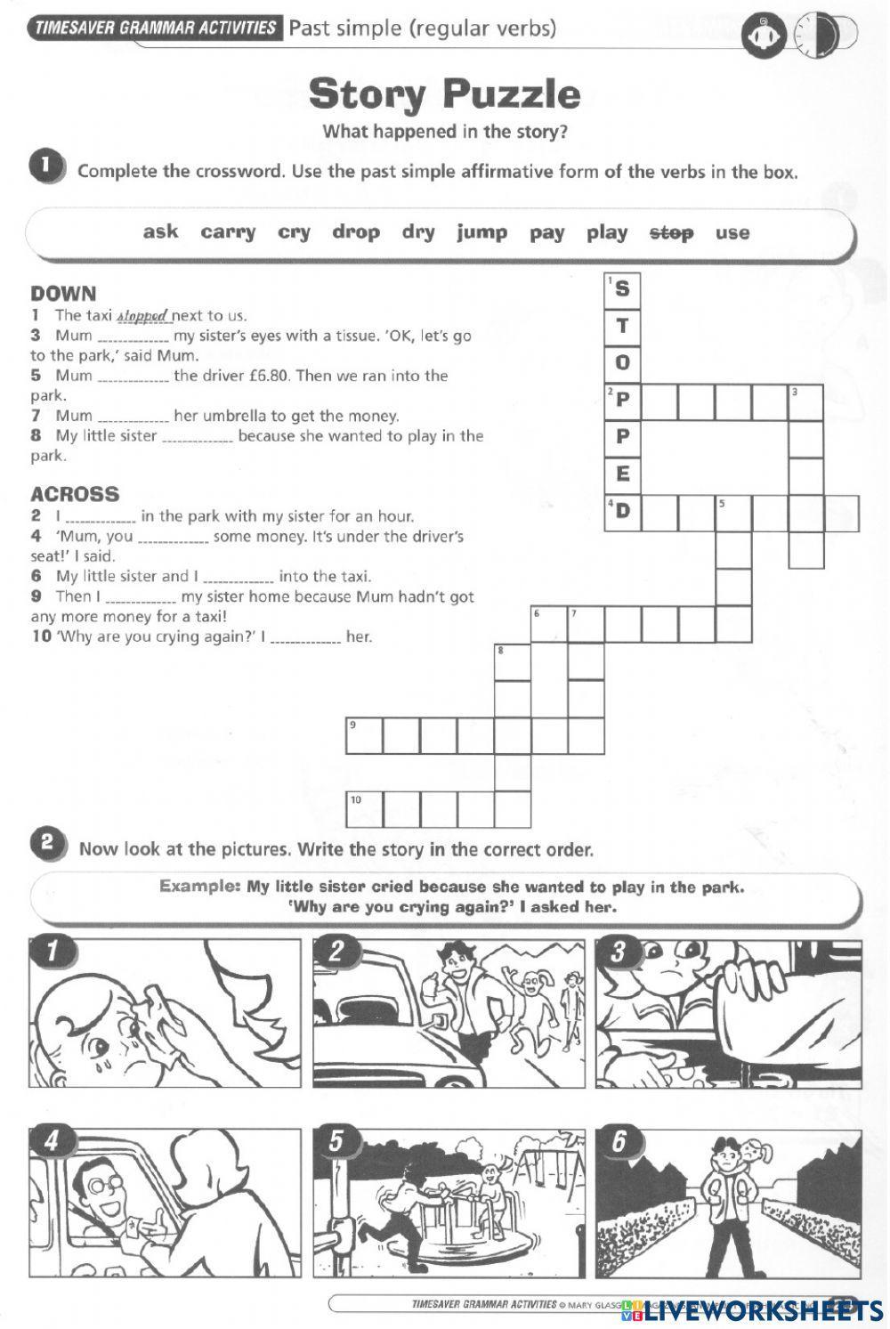 Past Simple Regular Verbs Crossword
