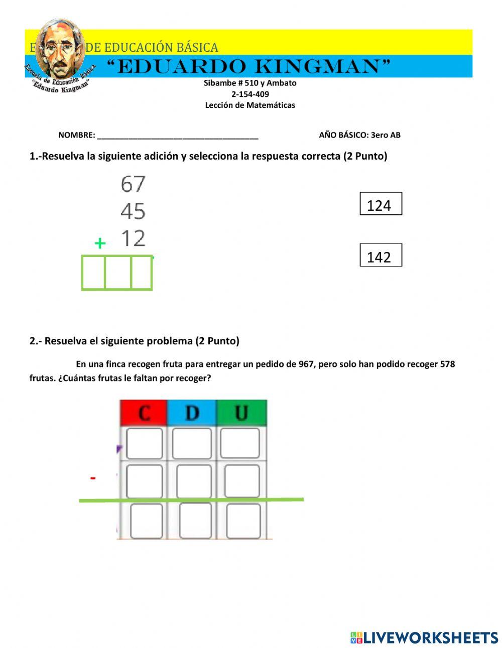 Leccion de Matematicas