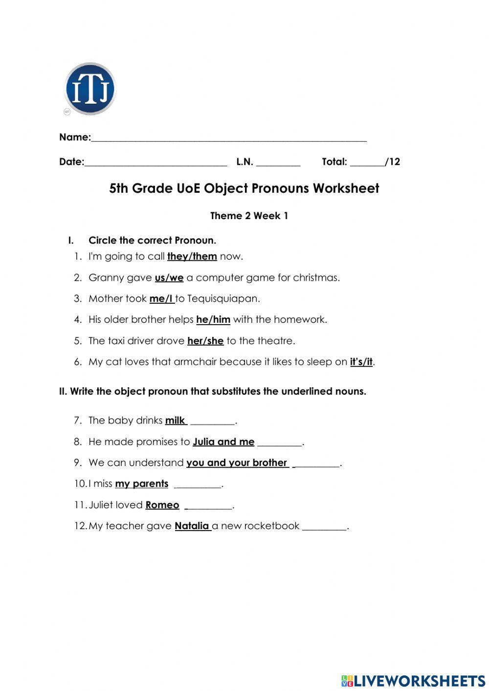 Siubject & Object Pronouns