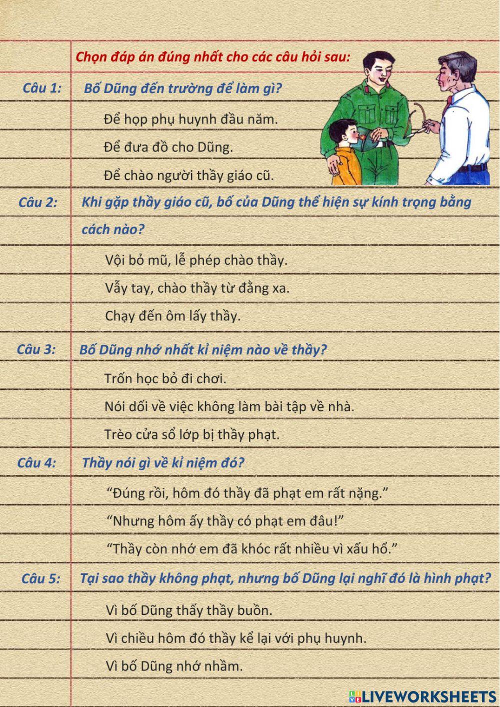 Tập đọc Người thầy cũ