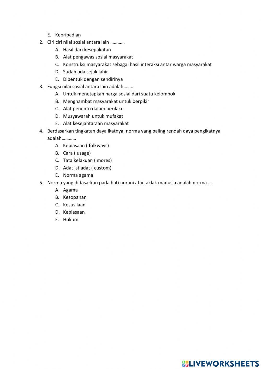 Nilai dan norma sosial