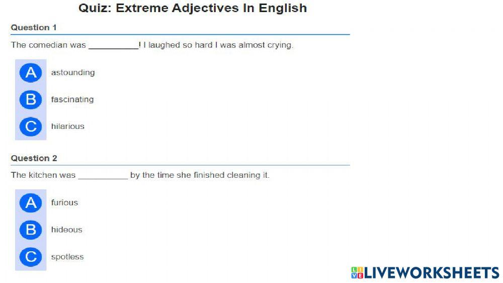 Quiz: Extreme Adjectives