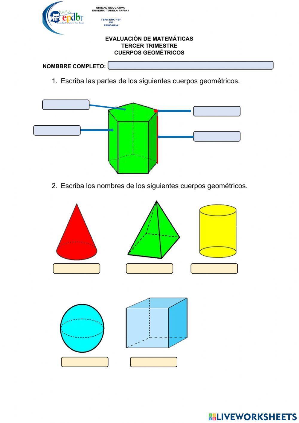 Cuerpos geométricos online exercise for TERCERO DE PRIMARIA | Live ...