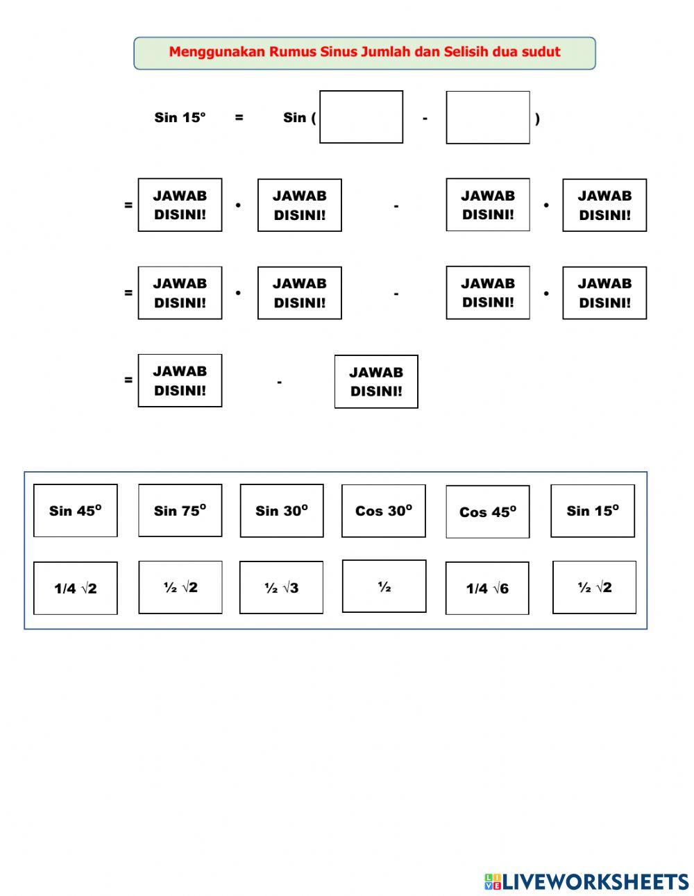 Rumus sinus jumlah dan selisih dua sudut