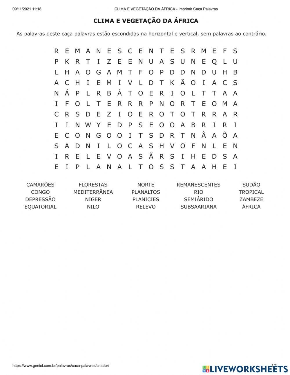 Clima e vegetação da áfrica