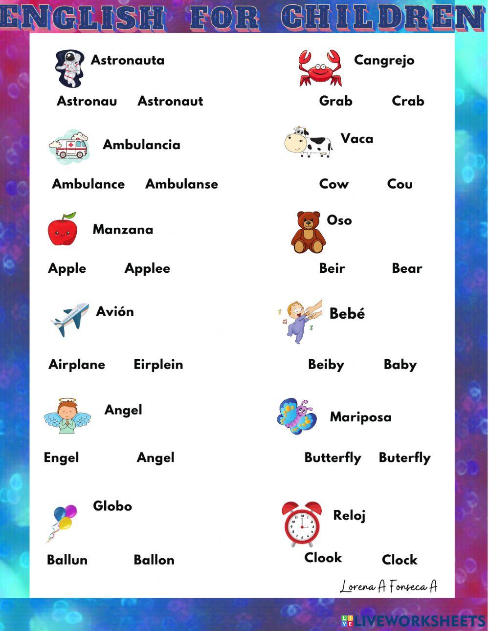 Palabras del alfabeto