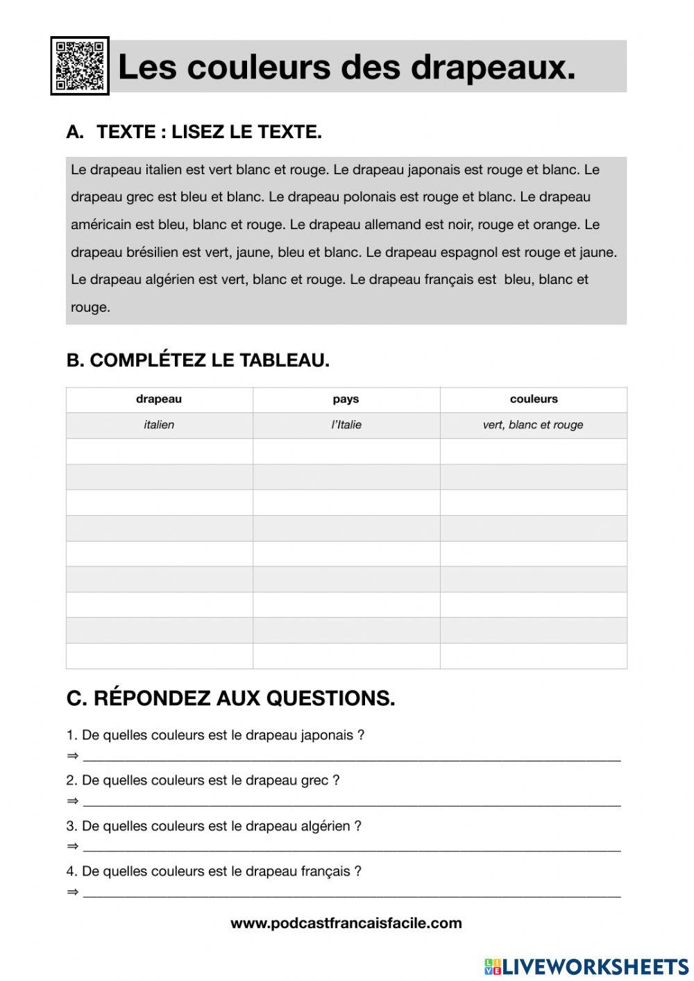 Les couleurs des drapeaux