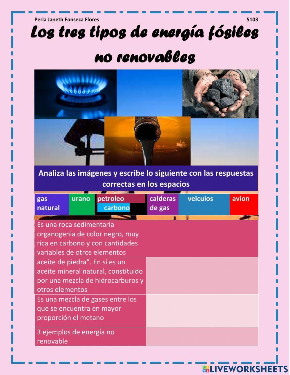 3 tipos de energia fosiles no renovables