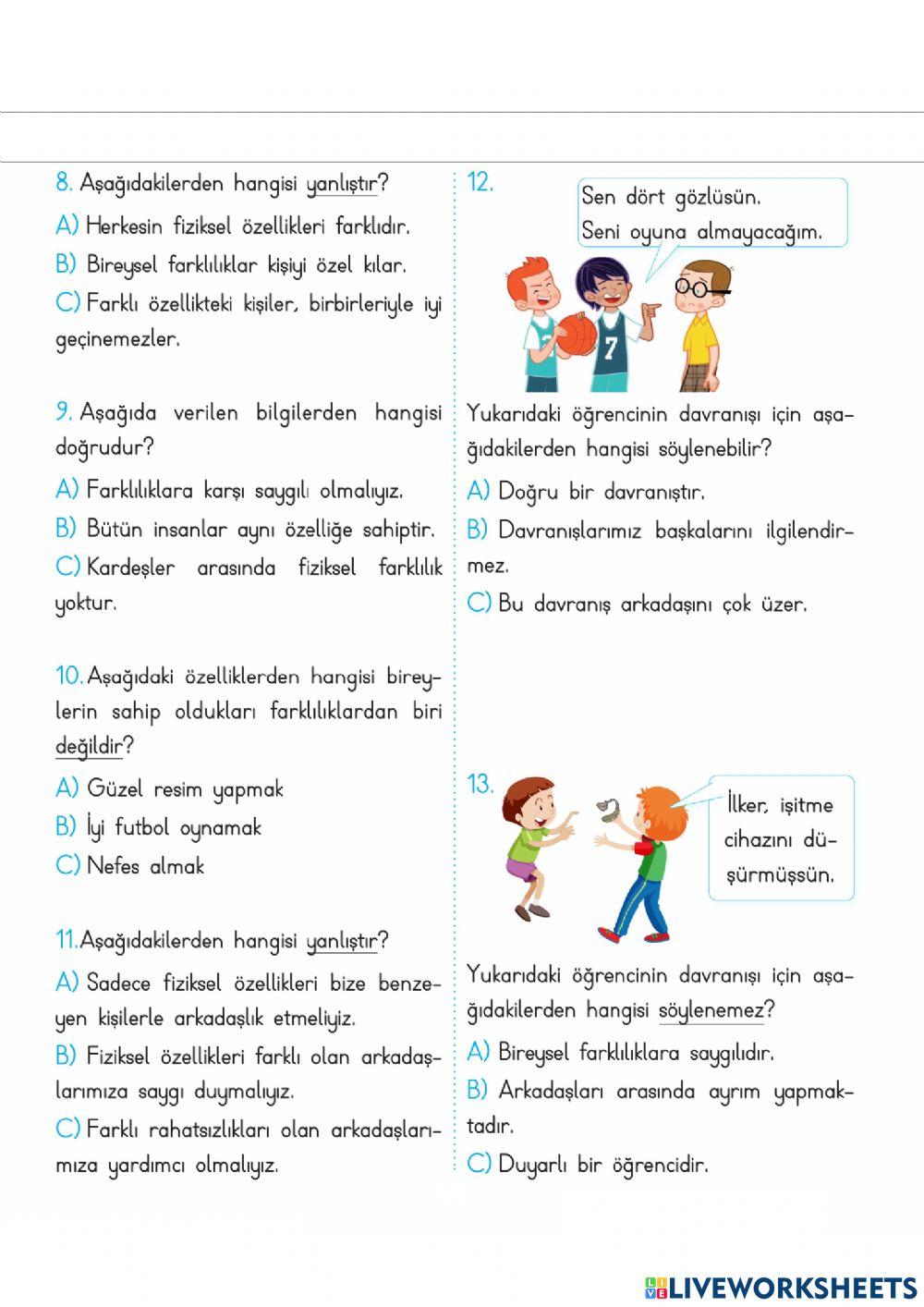 Hayat Bilgisi Test-1