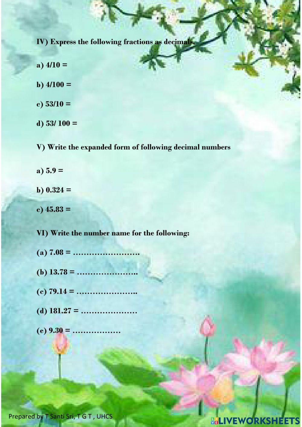 Tenths and Hundredths