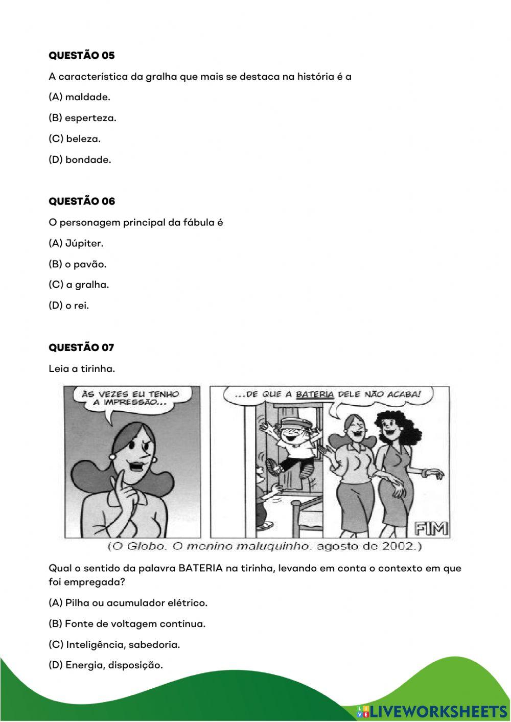 Simulado educarecife - 5 ano
