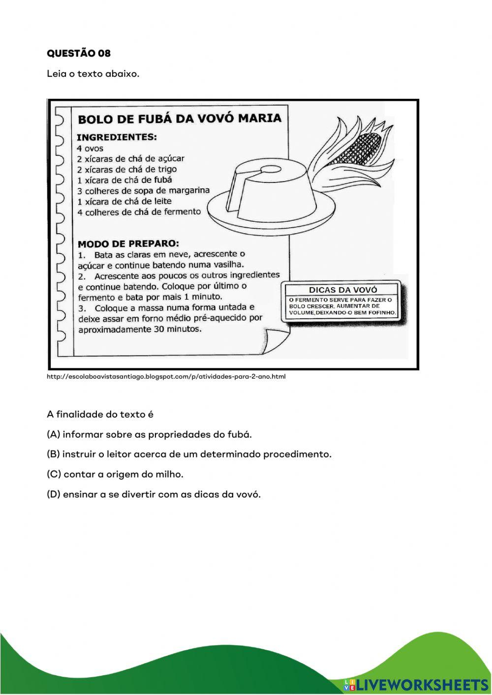 Simulado educarecife - 5 ano