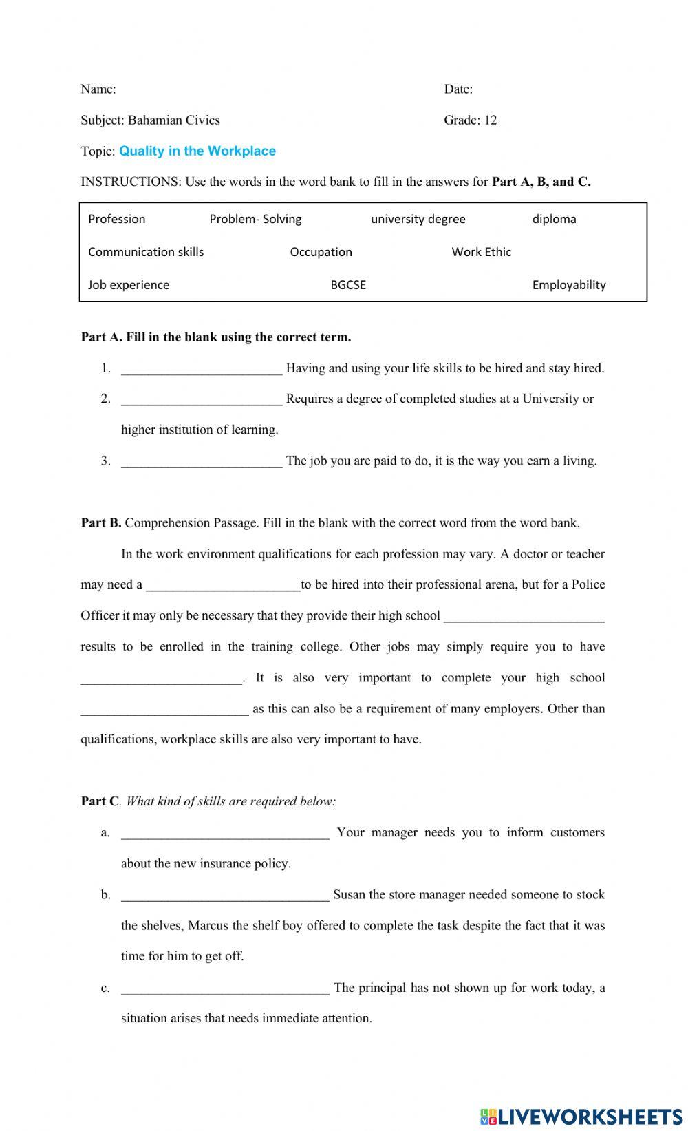 Quality in the Workplace