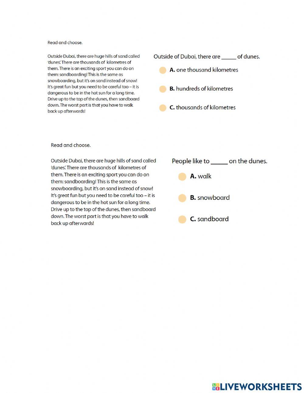 Reading comprehension