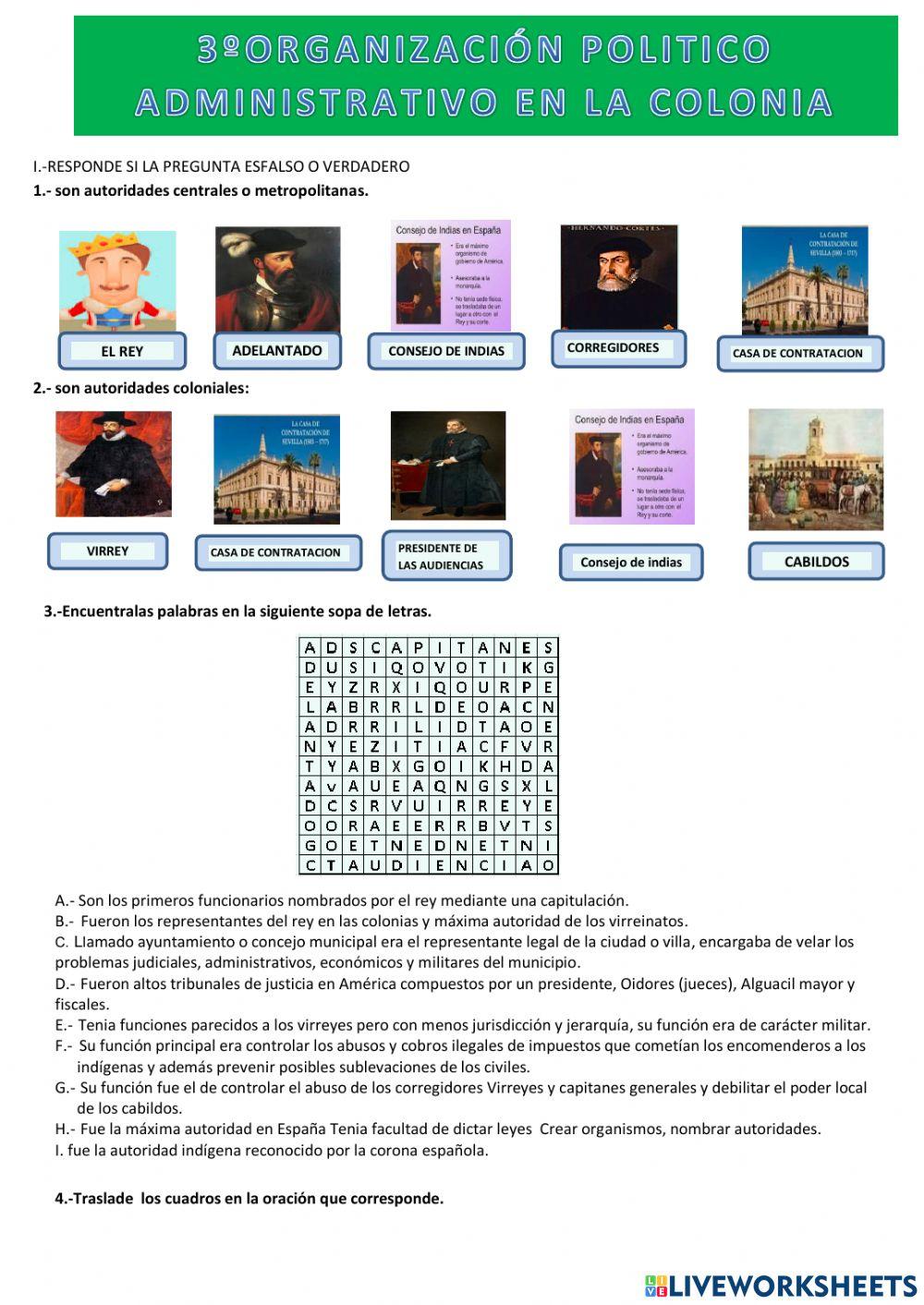 Organizacion politica y administrativa en la colonia