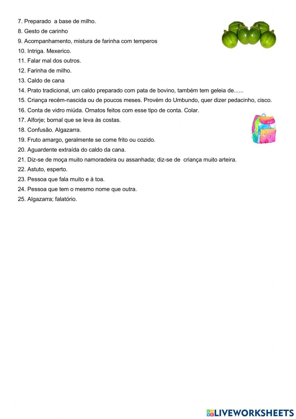 Caça-palavras de origem africana