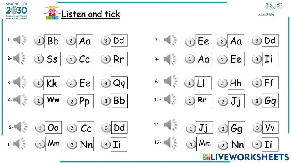 letters (names and sound )