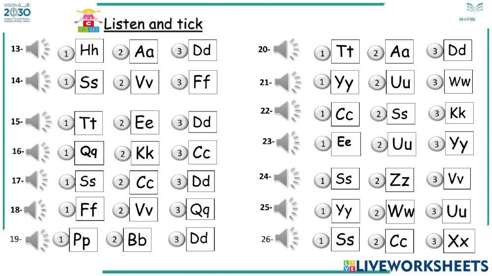 letters (names and sound )