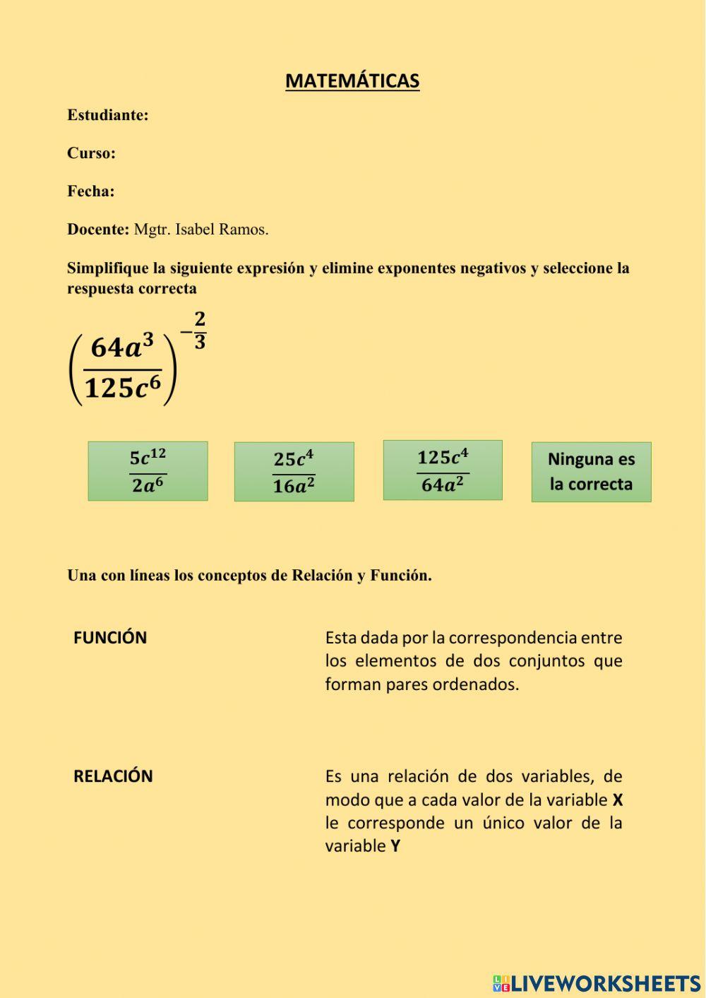 Ecuaciones, funciones cuadratica