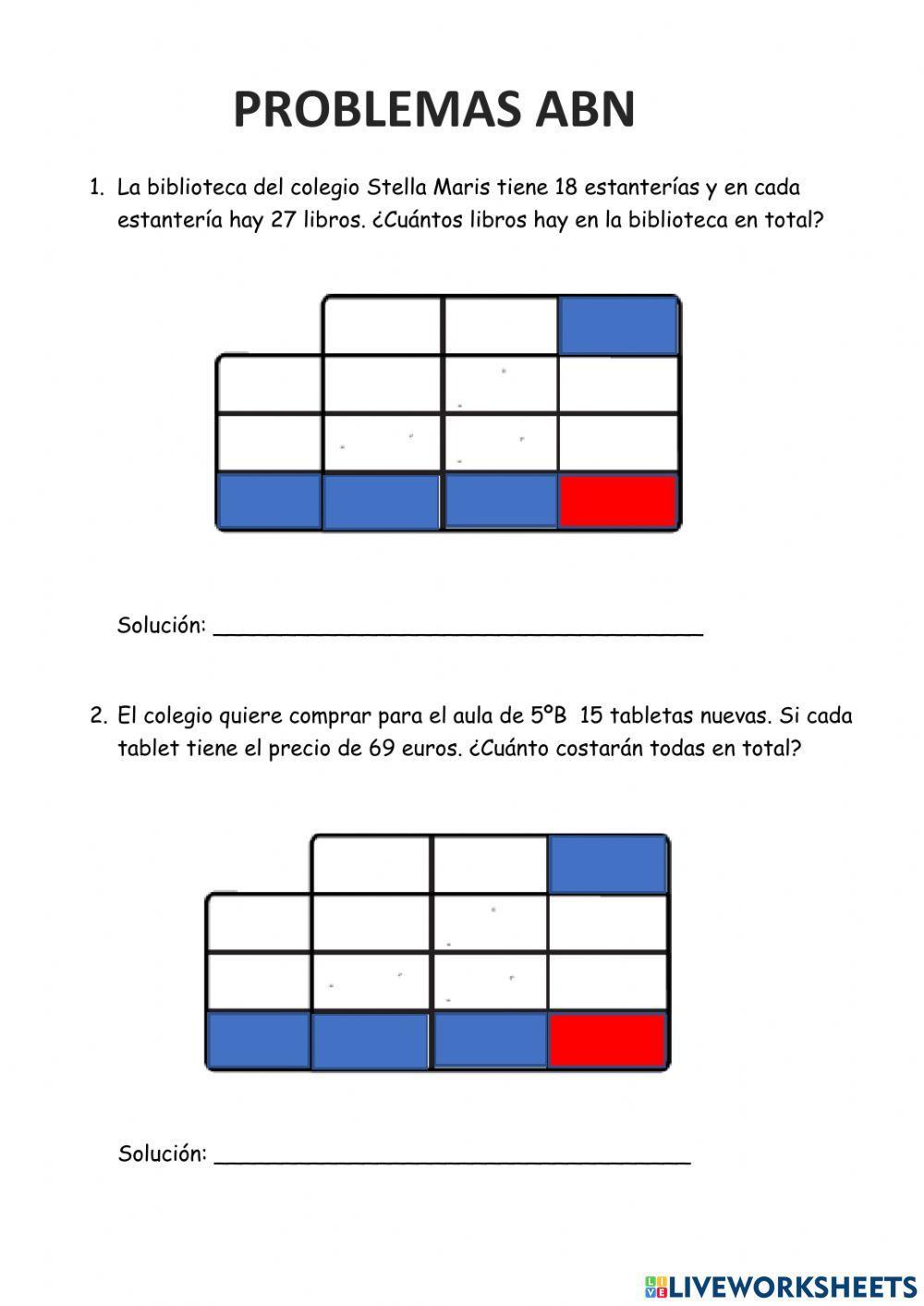 Problemas multiplicación 2 cifras ABN