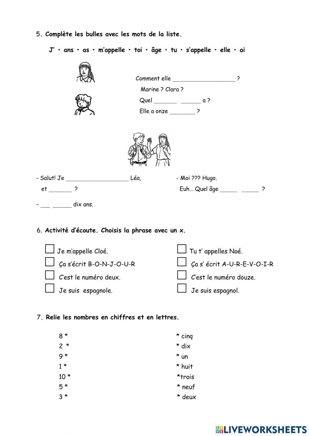 Évaluation de français unité 1