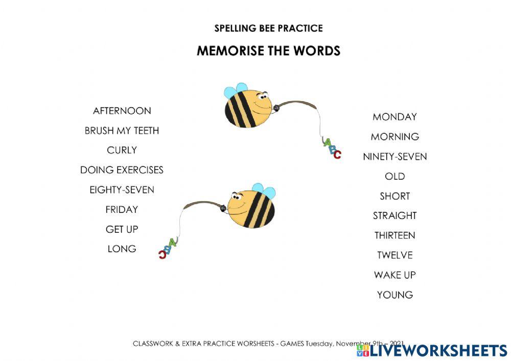 Revision (Spelling bee practice)