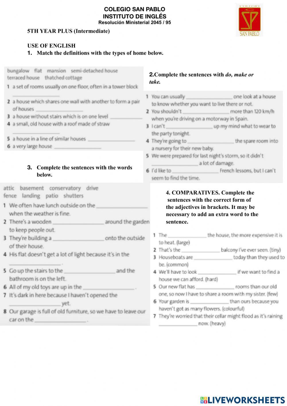 Summative test 5th year plus