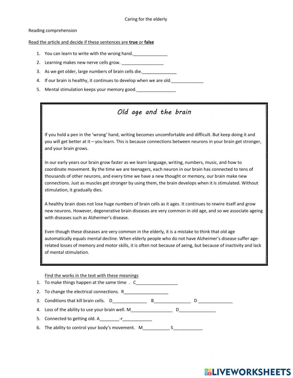 Old age and the brain