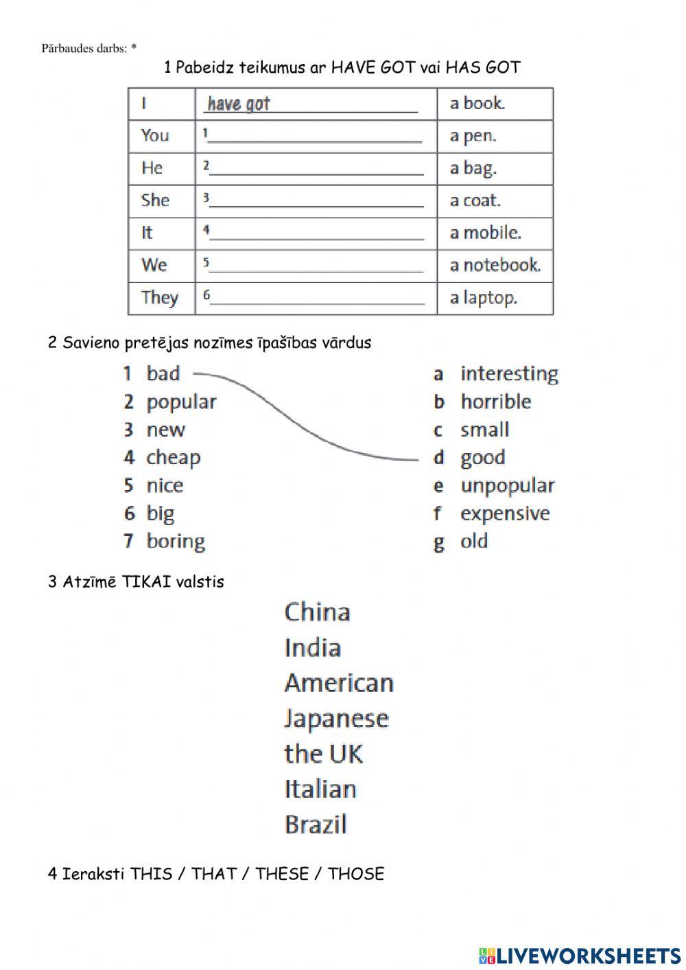Pārbaudes darbs STARTER-