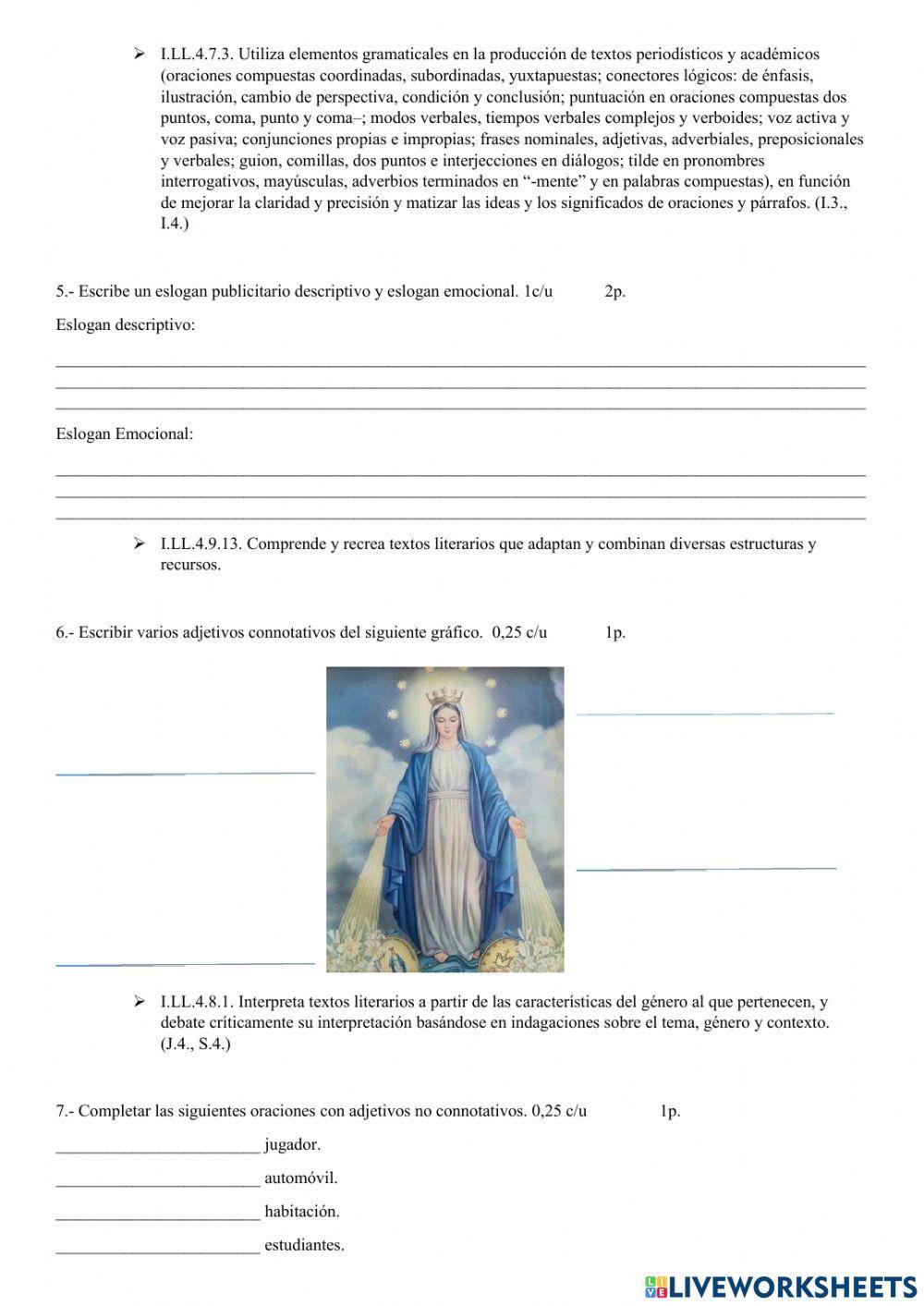 Evaluación 8vo de básica