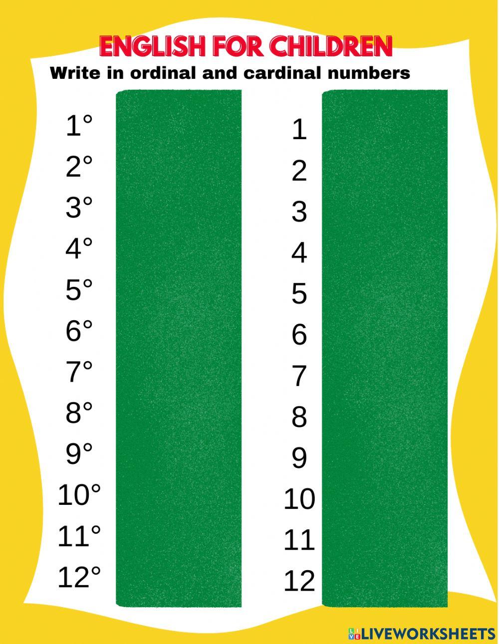 Numeros ordinales y cardinales