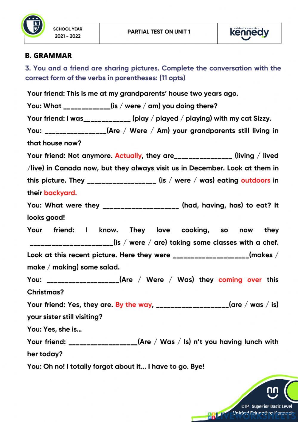 Partial Test on Unit 1