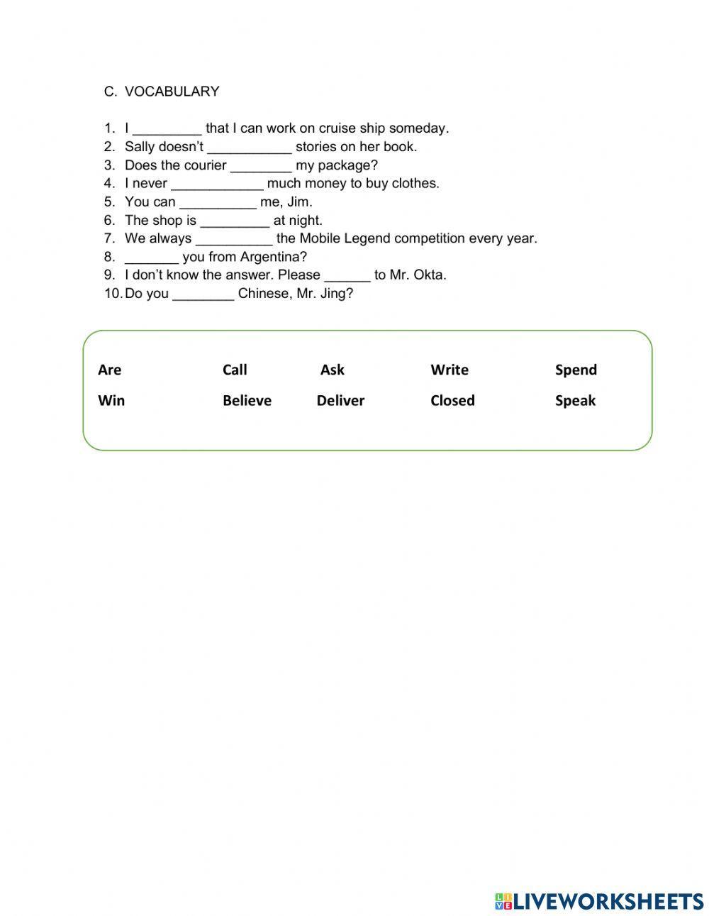 Present simpe exercises