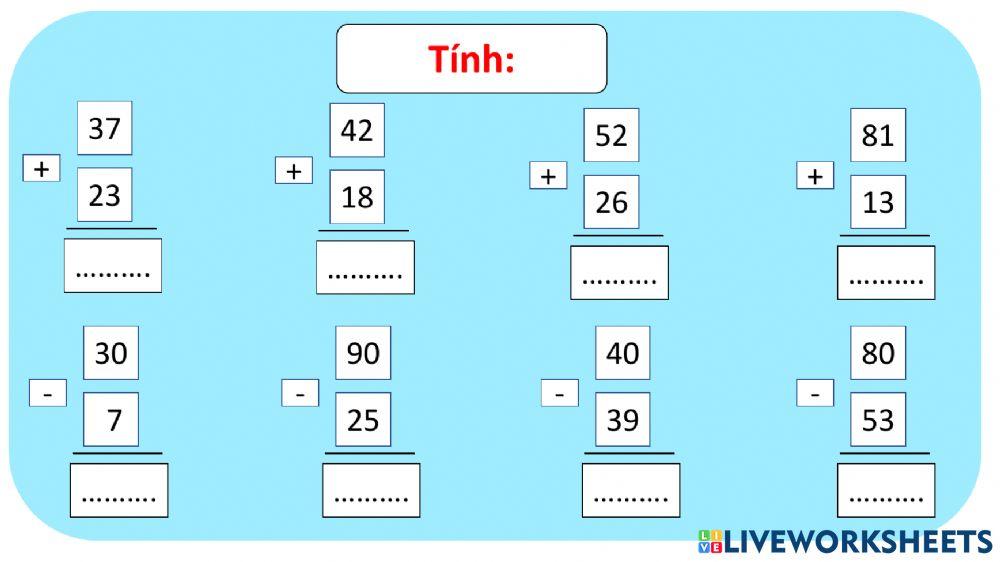 Phiếu bài tập Toán