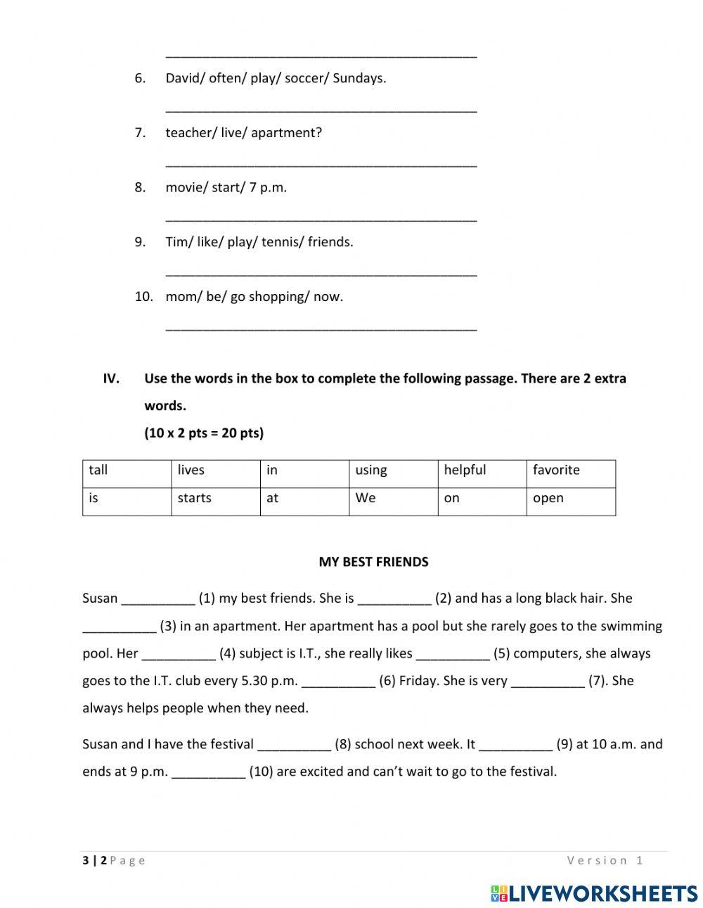 MOET ENGLISH - SEMESTER 1 REVIEW