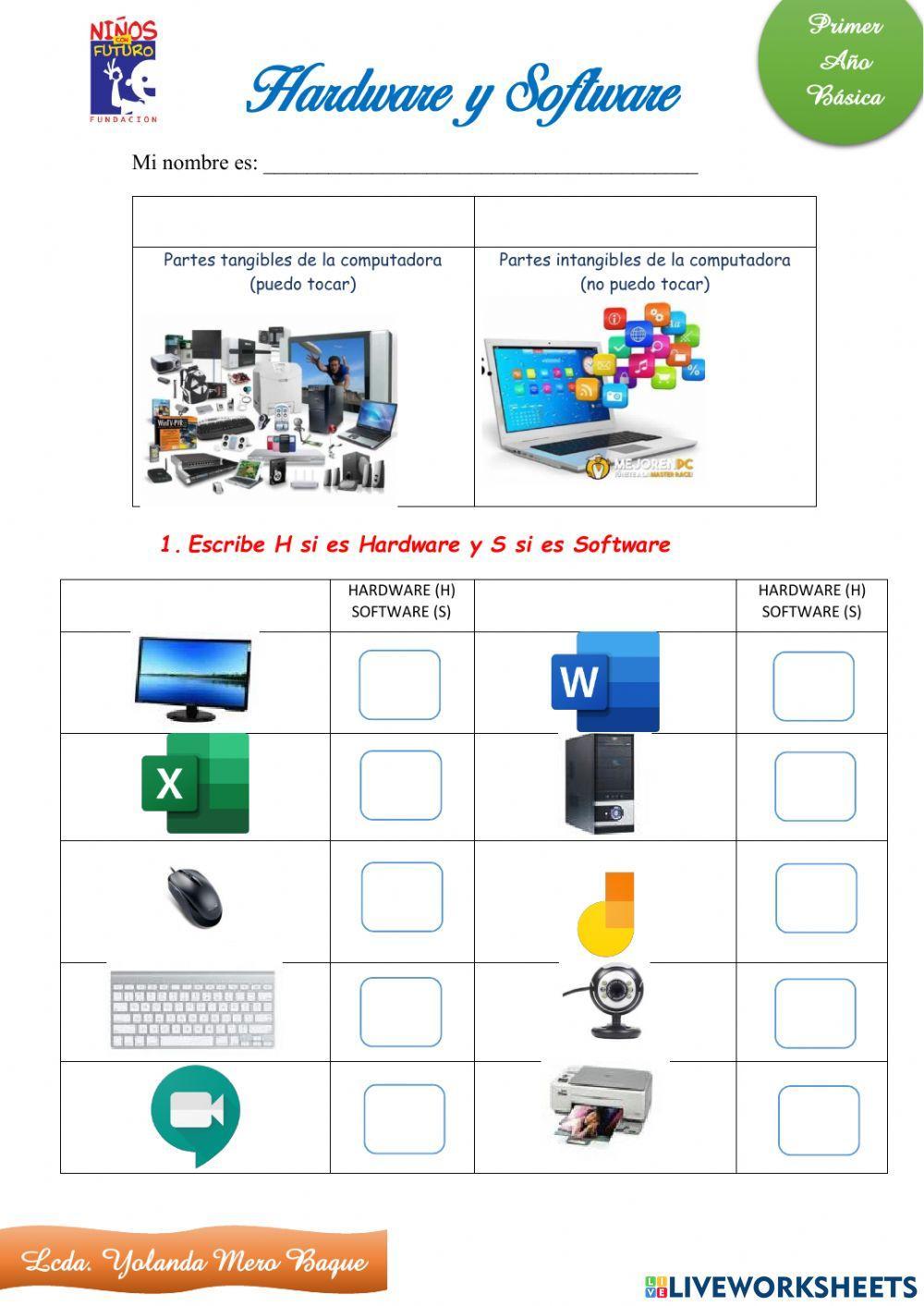 Hardware y software interactive worksheet for Primer año básico. | Live ...
